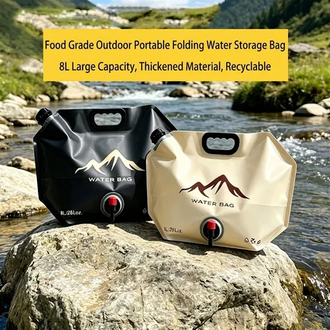 Foldable Outdoor Water Storage Bag Food Grade PE Portable Water Container With Handle Faucet For Camping Hiking Picnic Nature Travel