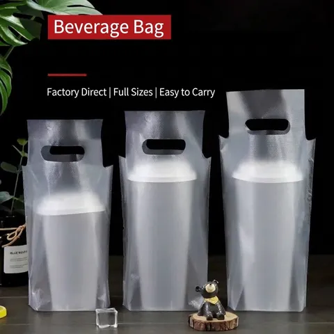 Einweg Kunststoff Getränketräger Beutel Tragbare Getränkeverpackung Tasche Für Milchtee Kaffee Sojamilch Einzel Doppel Becherhalter
