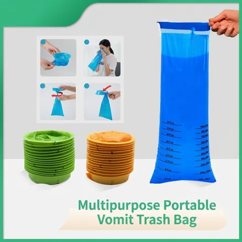 Portable Disposable Emesis Bags With Graduated Scale Large Capacity Leakproof Vomit Bags For Car Travel Motion Sickness Pregnancy Relief
