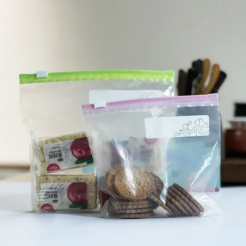 Slider Zipper Storage Bags Food Grade Reusable Freezer Bags BPA Free Thickened Airtight Seal Household Kitchen Organization