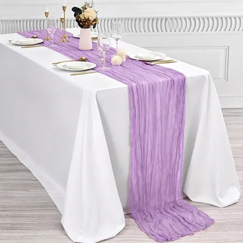 Boho Gauze Table Runner Wrinkled Cheesecloth Runner For Wedding Birthday Party Reception Table Decor Polyester Rustic Table Runner