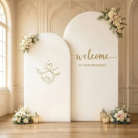 Einfarbig Polyester Elastisch Bogen Hintergrundabdeckung Für Hochzeit Geburtstag Party Babyparty Event Zeremonie Dekor Geometrische Hintergrund Cover