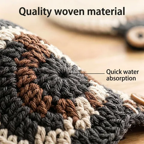 Handmade Knitted Cat Shape Coaster Heat Resistant Cotton Cup Mat Cute Animal Table Decoration Crochet Mug Rug Home Decor