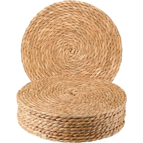 Natural Ramie Woven Round Placemats Heat Resistant Table Mats For Dining Room Kitchen Decor Handmade Straw Place Mats