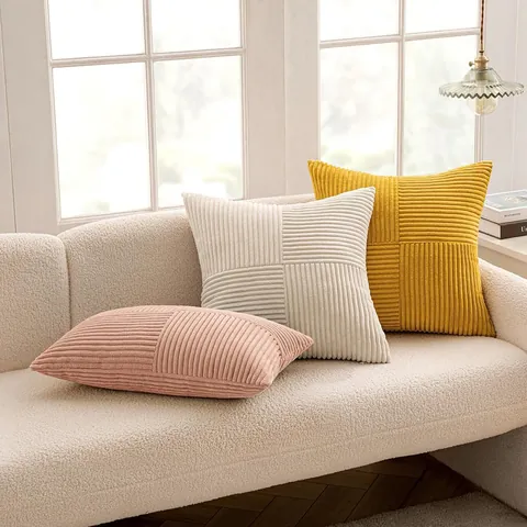 Fodera Per Cuscino In Velluto A Coste Patchwork Minimalista Moderna Tinta Unita Decorativa Per Divano Soggiorno Letto