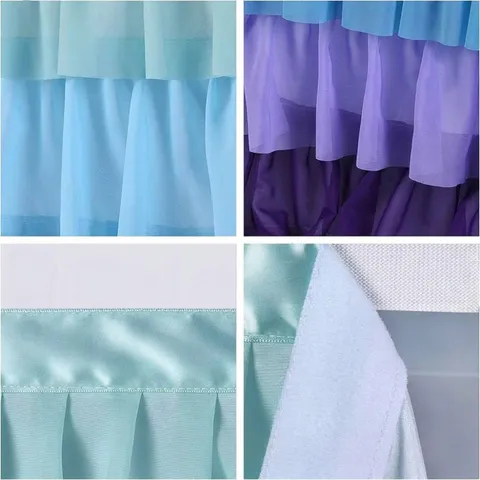 Macaron Gradiënt Meerlaagse Tule Tafelrok Geplooide Ruches Polyester Tafelkleed Voor Bruiloft Feest Baby Douche Decoratie