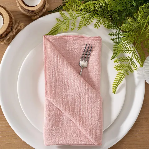 Cotton Slub Cloth Napkins Solid Color Overlocked Hem Table Napkins For Wedding Hotel Christmas Banquet Table Mat Decoration