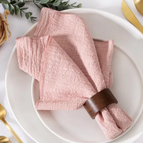 Cotton Slub Cloth Napkins Solid Color Overlocked Hem Table Napkins For Wedding Hotel Christmas Banquet Table Mat Decoration