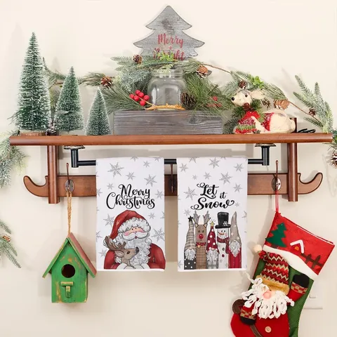 Weihnachten Mikrofaser Küchentücher Festliche Reinigungstücher Weiche Saugfähige Handtücher Weihnachtsmann Rentier Schneemann Muster