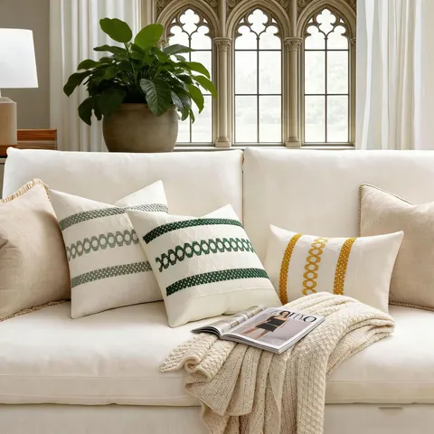 Bohemian Embroidered Geometric Cushion Cover Luxury Plush Throw Pillow Case For Sofa Bed Living Room Home Decor