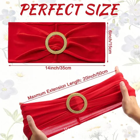 Elastische Polyester Stoelsjerp Met Strass Gesp Stretch Stoel Vlinderdas Band Voor Bruiloft Hotel Banket Feest Decoratie
