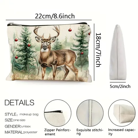 Weihnachten Elch Schneemann Druck Kosmetiktasche Luxus Polyester Clutch Reißverschluss Make-up Organizer Tasche Handtasche Für Damen Reise Geschenk