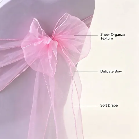 Organza Chair Sashes Bow Tie For Wedding Banquet Hotel Party Decoration Sheer Fabric Chair Back Ties Romantic Event Supplies