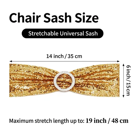 Elastische Pailletten Stuhlschärpe Mit Strassring Für Hochzeitsbankett Party Dekoration Luxuriöses Glitzer Stuhlband Bogen Dekor