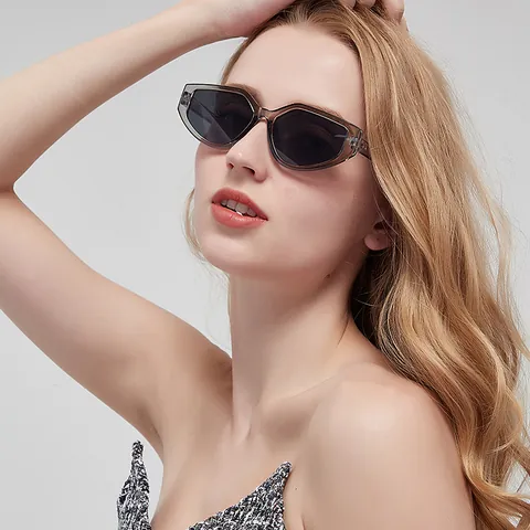 Trendy Irregular Geometric Sunglasses For Women Candy Colors Personalized Hexagon Sun Glasses Outdoor Holiday Beach Eyewear UV400 Protection