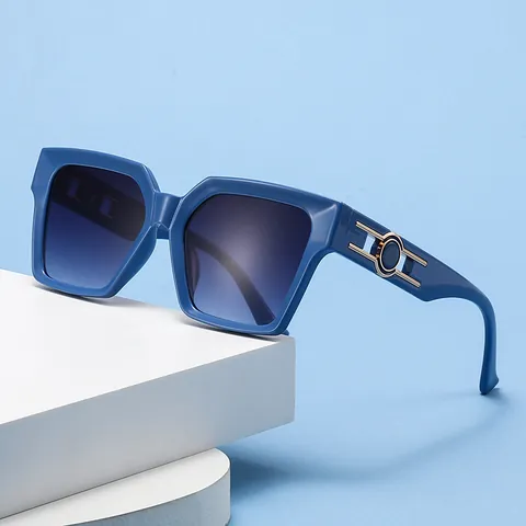 Gafas de Sol de Montura Cuadrada a la Moda para Hombres Mujeres Lentes Degradadas de PC UV400 Gafas de Sol Retro Patillas de Metal Decorativas Exterior