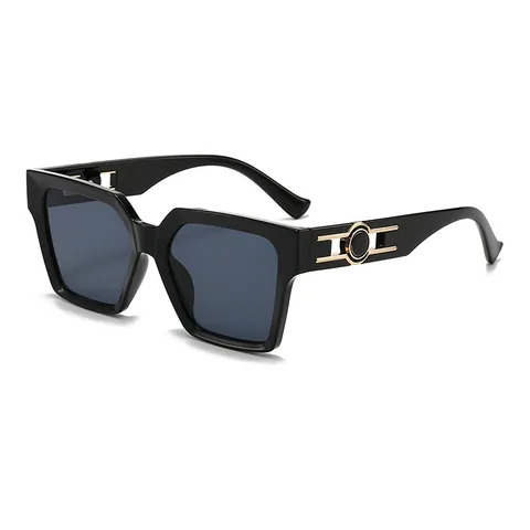 Gafas de Sol de Montura Cuadrada a la Moda para Hombres Mujeres Lentes Degradadas de PC UV400 Gafas de Sol Retro Patillas de Metal Decorativas Exterior