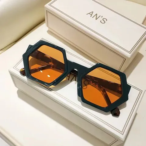 Trendy Geometric Polygon Sunglasses For Men Women Vintage Hexagonal Plastic Full Frame UV400 Protection Sun Glasses Party Outdoor
