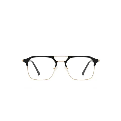 Montura de Gafas Graduadas Retro de Media Montura Anti-luz Azul Moda Doble Puente Cuadrada Gafas Ópticas para Hombre Mujer