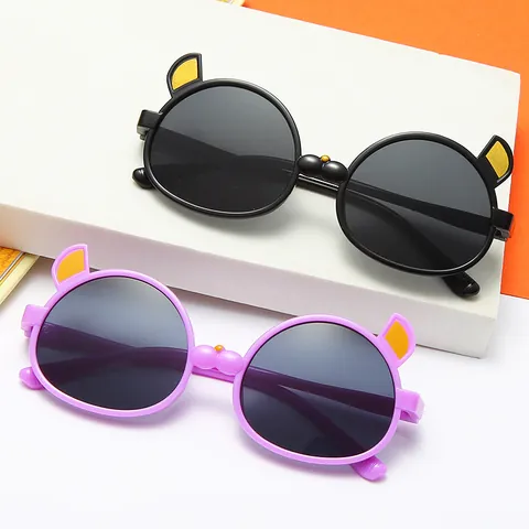 Cute Cat Ear Children's Sunglasses UV400 Protection Fashion Cartoon Round Sun Glasses For Boys Girls Outdoor Eye Protection