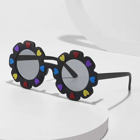 Occhiali da Sole per Bambini a Girasole Montatura Tonda Opaca Modello a Cuore Occhiali UV400 Protezione Solare Moda all'Aria Aperta per Ragazzi Ragazze