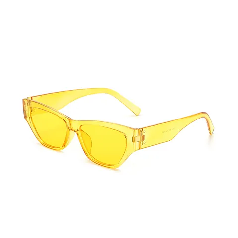 Retro Katzenaugen Sonnenbrille Für Damen Herren Kleiner Quadratischer Rahmen Gelee Farbe Breiter Bügel Mode Outdoor UV400 Schutz