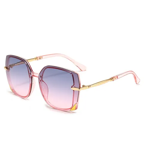 Gafas de Sol de Polígono de Moda para Mujer Montura Grande Lentes Degradadas Protección UV400 Material PC AC Decoración de Metal