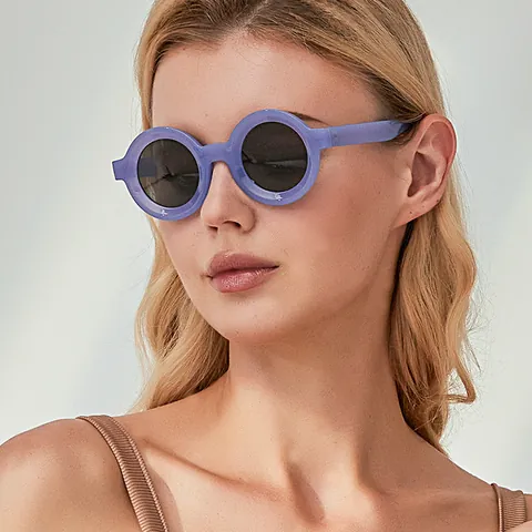 Fashion Round Frame Sunglasses For Women Retro Wide Leg Sun Glasses European American Style Vintage Oversized Circle Eyewear UV400 Protection