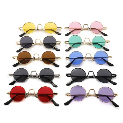 Vintage Retro Round Sunglasses Small Metal Frame AC Lens UV400 Protection Trendy Circle Sun Glasses For Women Men Fashion Accessory