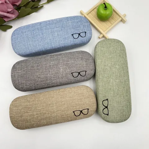 Einfaches Minimalistisches Leinentextur Metall Brillenetui Tragbare Druckfeste Hartschale Optische Brillen Aufbewahrungsbox