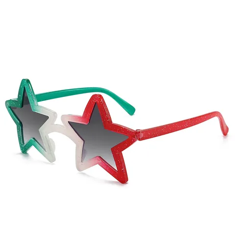 Lunettes de Soleil Rigolotes en Forme d'Étoile à Cinq Branches pour Femmes Hommes Paillettes Dégradées Accessoires de Fête UV400 Plage Mode