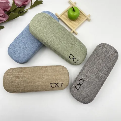 Einfaches Minimalistisches Leinentextur Metall Brillenetui Tragbare Druckfeste Hartschale Optische Brillen Aufbewahrungsbox