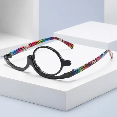 180 Grad Drehbarer Einzellinse Make-up Lesebrille Für Damen Leoparden Zebra Muster PC Rahmen Feder Scharnier Hilfe Brillen