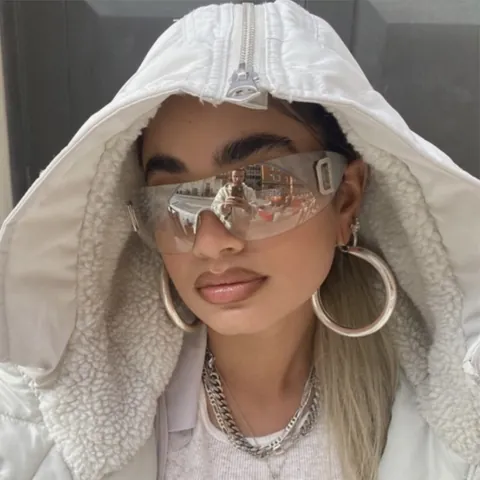 Lunettes de Soleil Y2K Monobloc Sans Monture Pour Femmes Hommes Mode Euro-Américaine Lunettes de Soleil Sport Strass