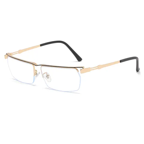 Occhiali da Lettura Business Semigiorno Uomo Anti Luce Blu HD Montatura in Metallo Leggera Quadrata per Anziani