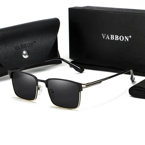 VABBON Men Polarized Sunglasses Luxury Metal Frame Square Sun Glasses For Driving Outdoor Sports Fashion UV400 Eyewear With Gift Box