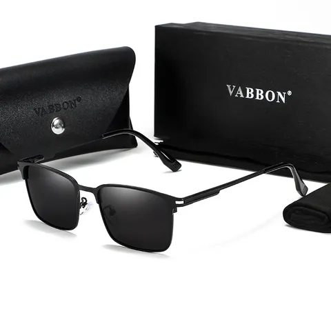 VABBON Men Polarized Sunglasses Luxury Metal Frame Square Sun Glasses For Driving Outdoor Sports Fashion UV400 Eyewear With Gift Box