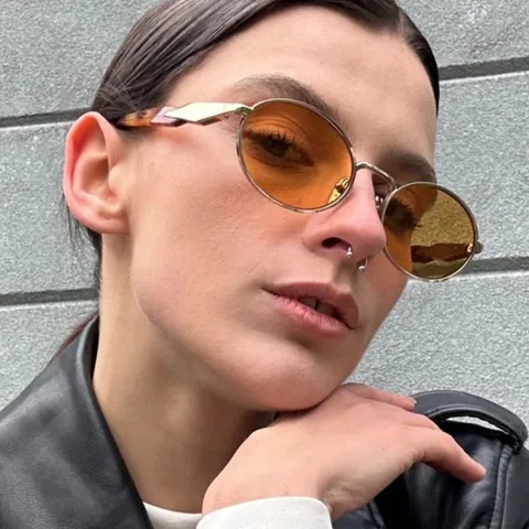 Women Vintage Oval Metal Frame Sunglasses Retro Street Style Shades For Women High End Fashion Advanced Sense Eye Wear