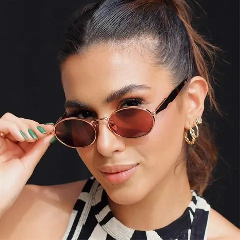Women Vintage Oval Metal Frame Sunglasses Retro Street Style Shades For Women High End Fashion Advanced Sense Eye Wear