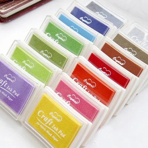 Almohadilla de Tinta Artesanal Multicolor Grande Para Tela Madera Papel Bricolaje Decoración De Boda Huella Digital Rectangular
