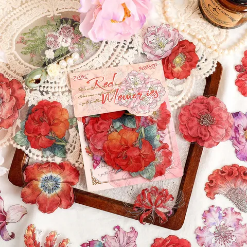 Vintage Floral PET Sticker Pack For Scrapbooking Journaling DIY Crafts Waterproof Flower Deco Stickers For Planner Diary