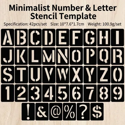 Black PP Hollow Alphabet Number Symbol Stencil Set For DIY Painting Furniture Wall Decor Template Drawing Ruler Accessory