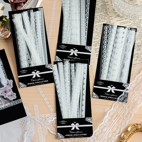 Witte PET Kant Washi Sticker Cluster Van Bloemen Serie Retro Floral Grenzen Decoratie Voor DIY Hand Account Gookah Scrapbooking Studenten Kantoorbenodigdheden