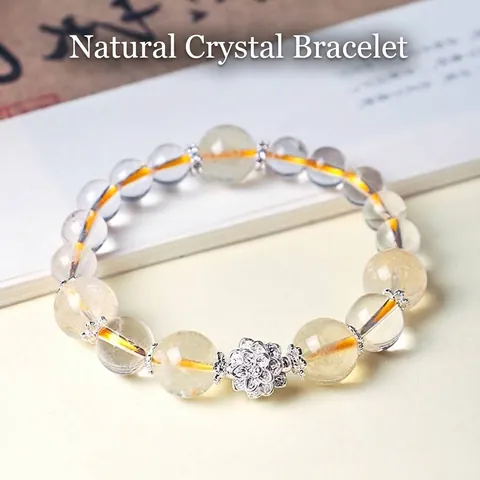 Natural Amethyst White Crystal Beaded Bracelet For Women Sweet Fresh Style Lotus Charm Prehnite Aset Quartz Stretch Jewelry