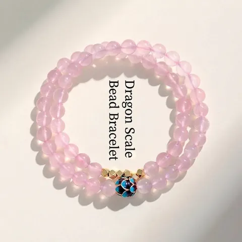 Natural Crystal Dragon Scale Beaded Bracelet Double Layer Amethyst Rose Quartz Prehnite Enamel Jewelry For Women