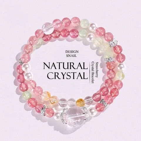 Neuer Chinesischer Stil Erdbeerquarz Armband Für Damen Mit Prehnit Bergkristall Künstliche Perle Handgefertigte Perlen Schmuck Geschenk