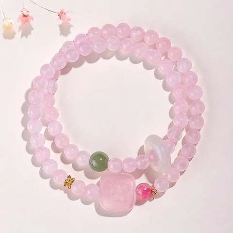 Pulsera de Cuentas de Amatista Natural Cuarzo Rosa Citrina para Mujer Zagi Lhamo Dios de la Riqueza Jade Nefrita Ágata Amuleto Doble Vuelta Joyería Estilo Étnico Regalo