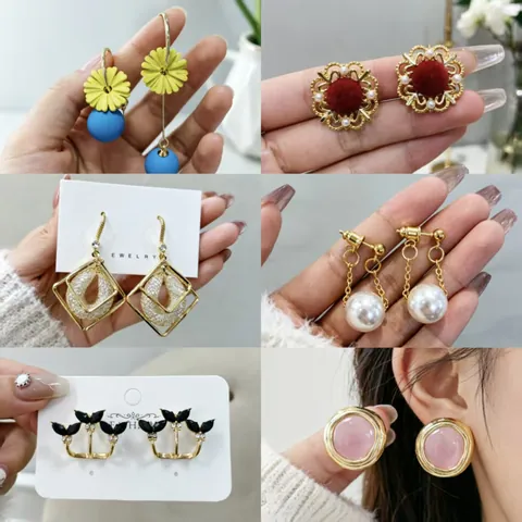 Orecchini in Lega di Zinco con Perle Artificiali e Strass Stile Coreano Minimalisti Geometrici a Goccia con Conchiglia Donna