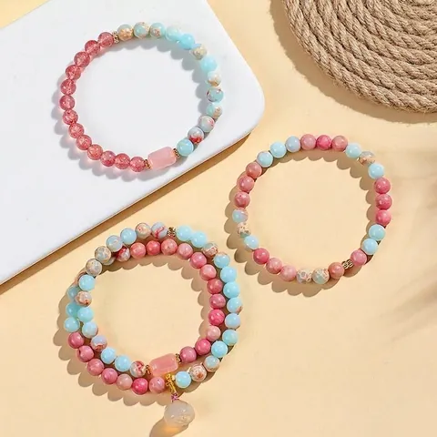 Natürliches Rhodonit Lotus Achat Perlen Armband Für Damen Frisch Süß Shoushan Stein Rosenquarz Handgefertigter Edelsteinschmuck Geschenk