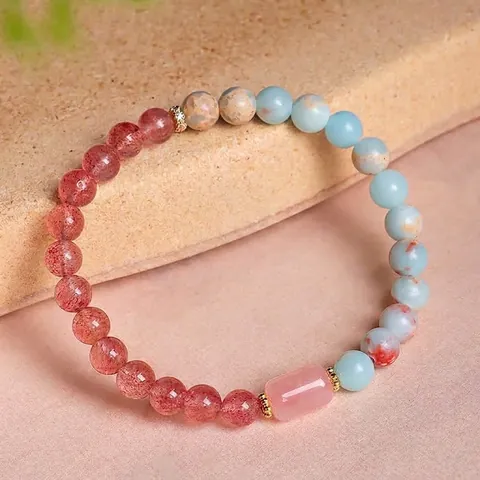 Natürliches Rhodonit Lotus Achat Perlen Armband Für Damen Frisch Süß Shoushan Stein Rosenquarz Handgefertigter Edelsteinschmuck Geschenk